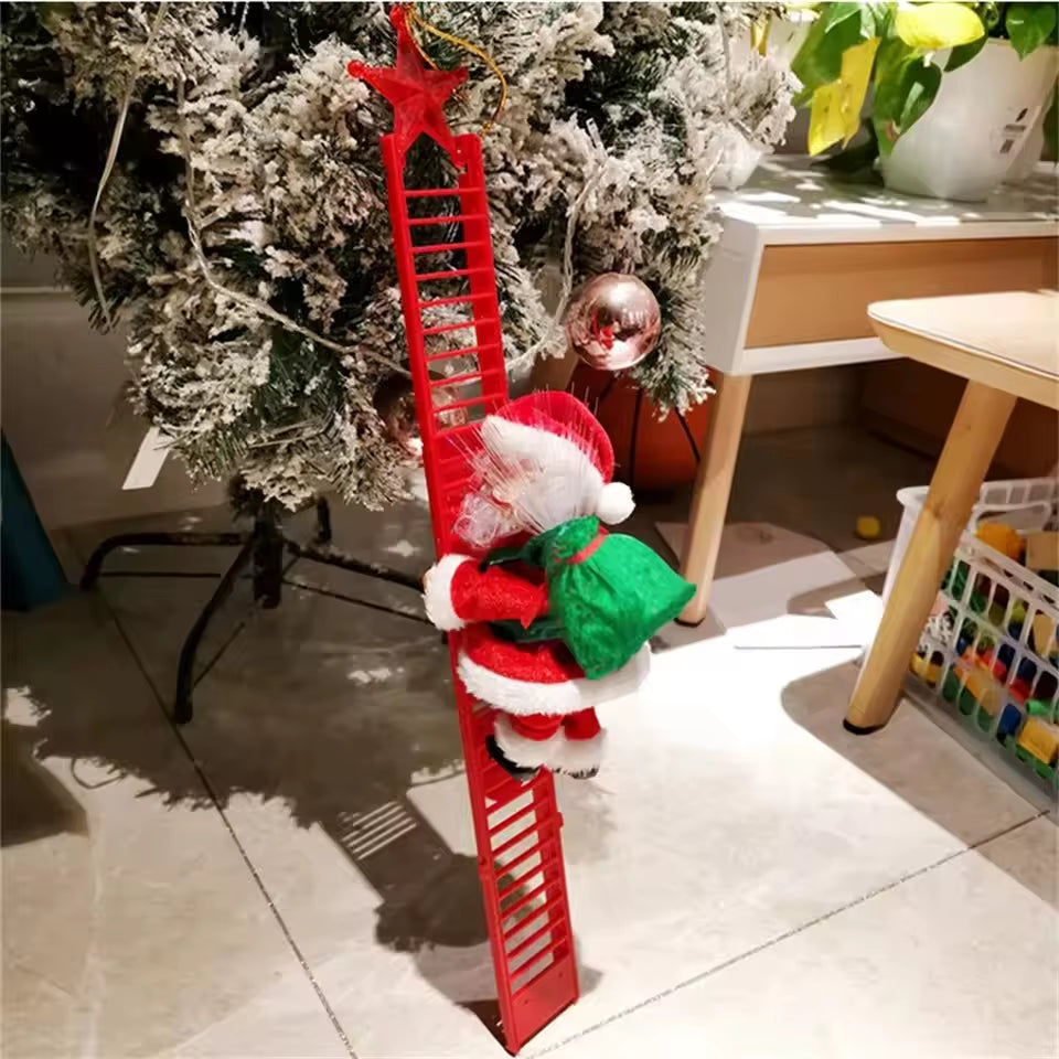 Climbing Santa Ornament – Musical LED Christmas Ladder Decor – image 2