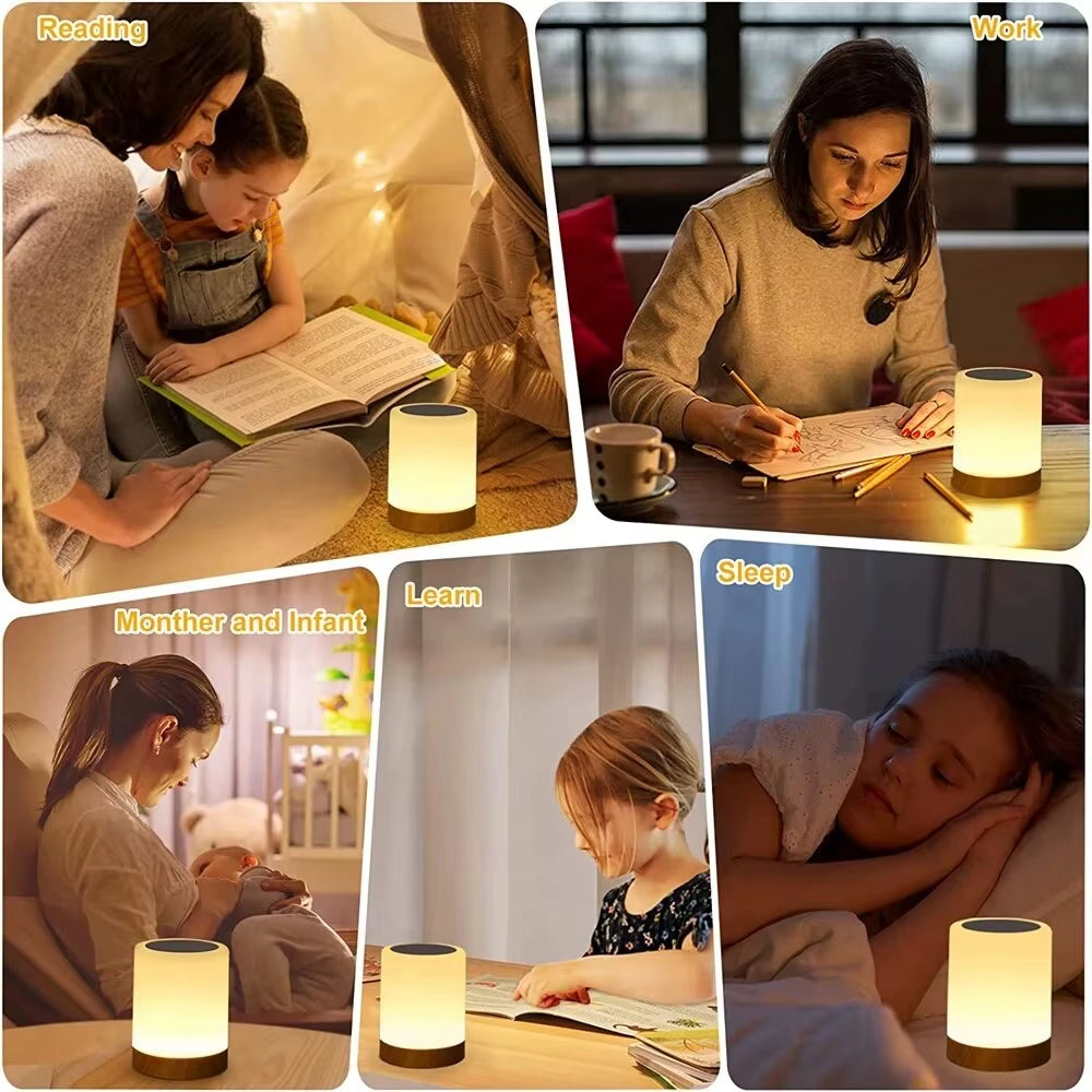 Dimmable Bedside Touch Lamp - 13 Color Changing Night Light with Remote & Timer