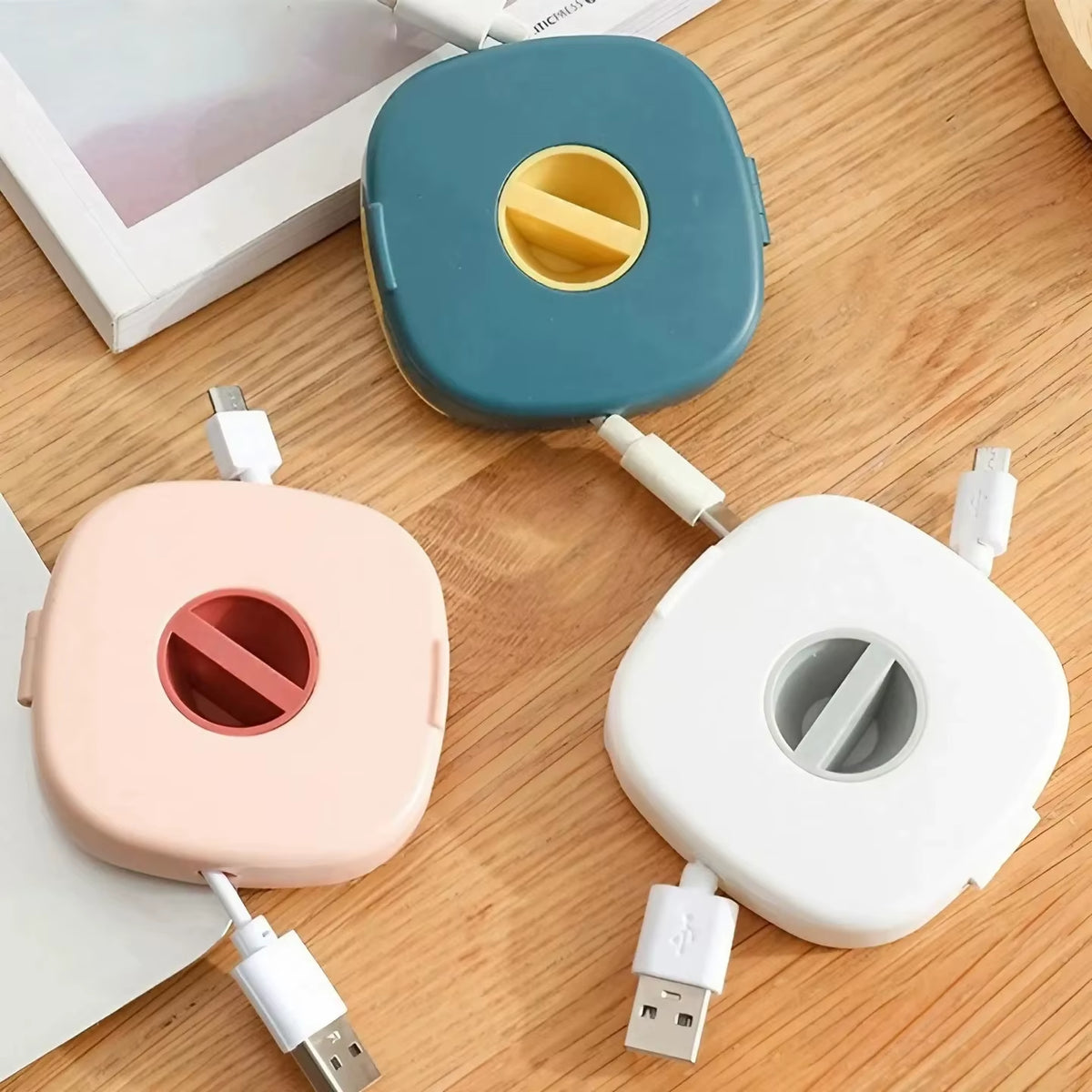 Cable Winder Organizer - Rotating Round USB Cord Reel, Phone Stand – image 2