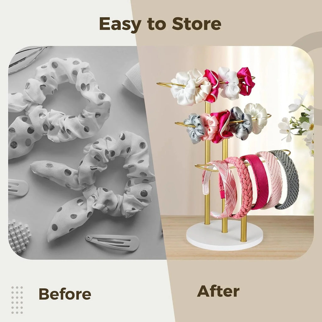 Headband Holder 3-Tier Gold Metal Stand for Bracelets and Clips – image 4