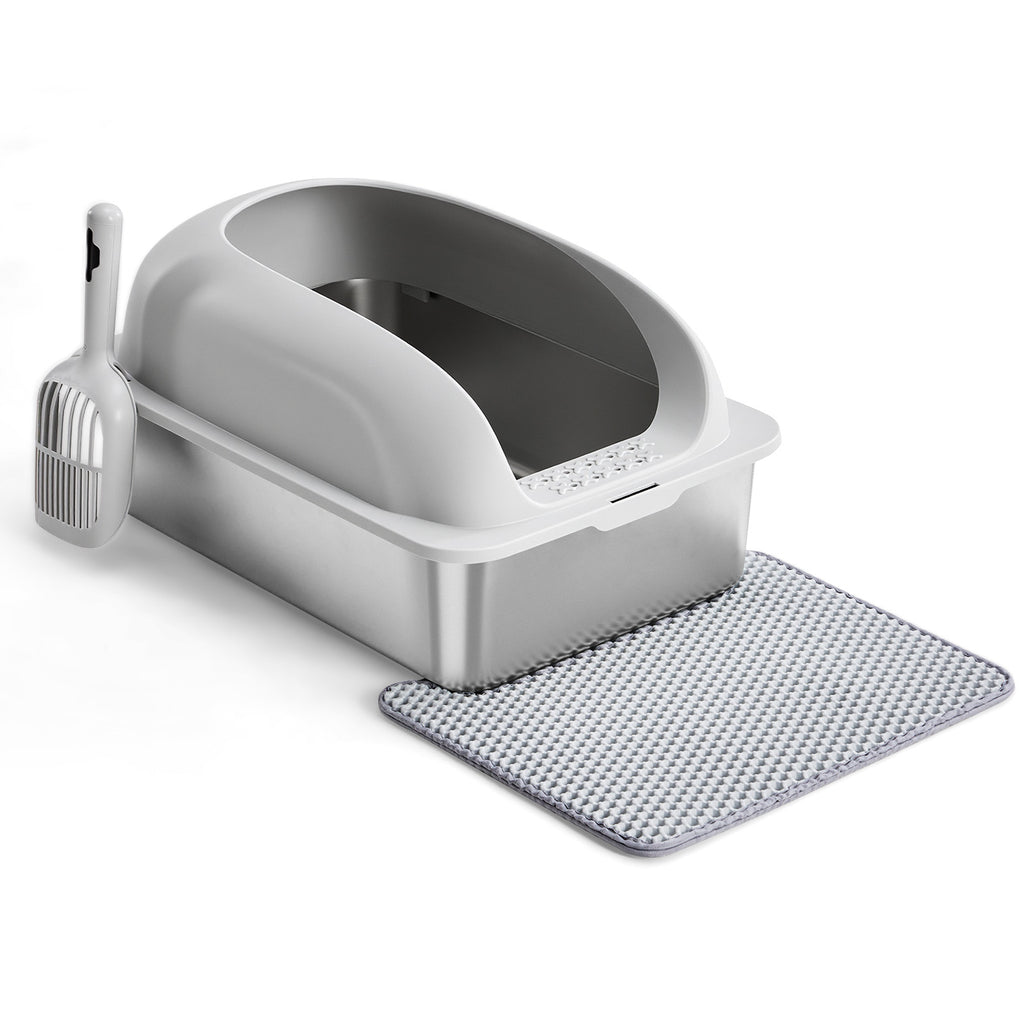 Stainless Steel Cat Litter Box with Lid Large with Scoop and Mat – image 3