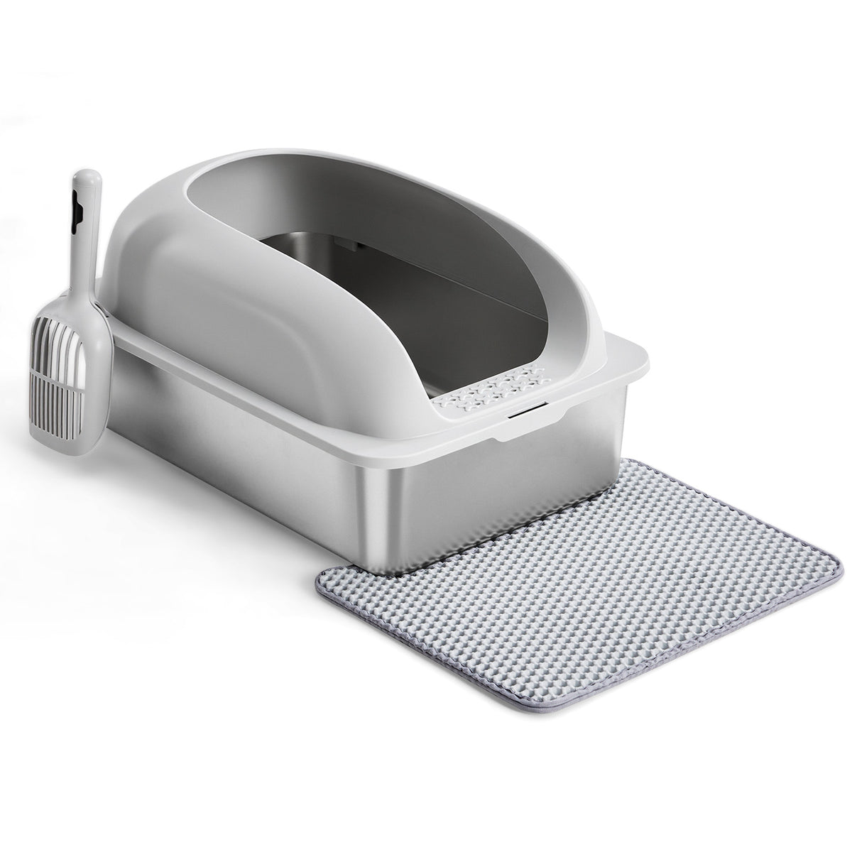 Stainless Steel Cat Litter Box with Lid Large with Scoop and Mat – image 3
