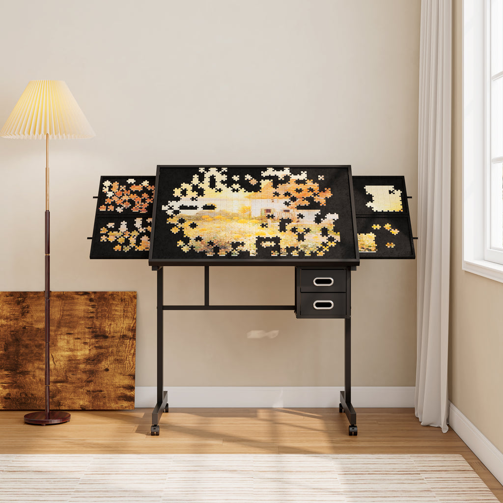 Jigsaw Puzzle Table for 1000 Pieces with Drawers, Cover and Wheels – image 5