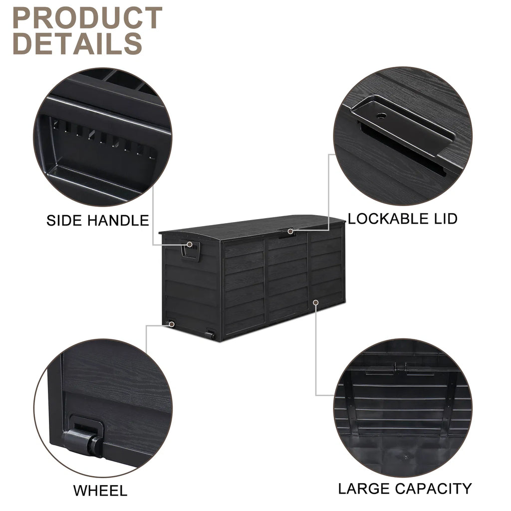 75 Gallon Deck Box with Lockable Lid and Wheels, Outdoor Storage – image 18