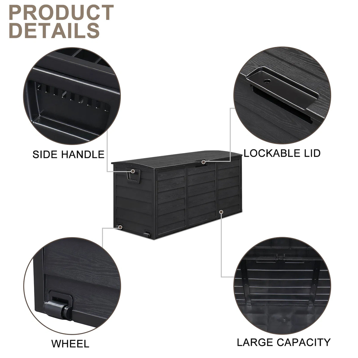 75 Gallon Deck Box with Lockable Lid and Wheels, Outdoor Storage – image 18