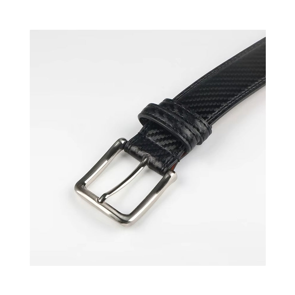 Leather Belt for Men – Cowhide Pin Buckle Dress Belt, 1 3/8 in – image 3