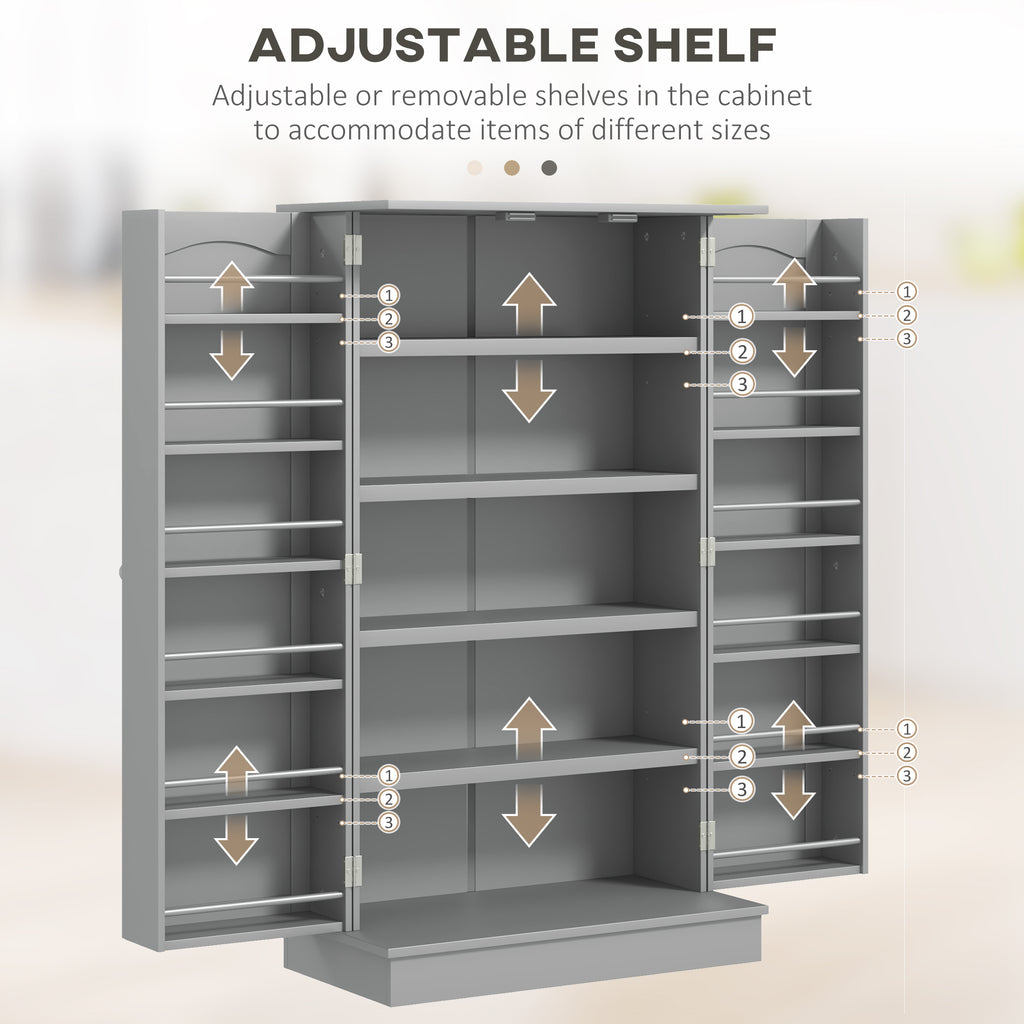 Kitchen Pantry Cabinet with 12 Door Spice Racks, 5-Tier, Gray – image 5