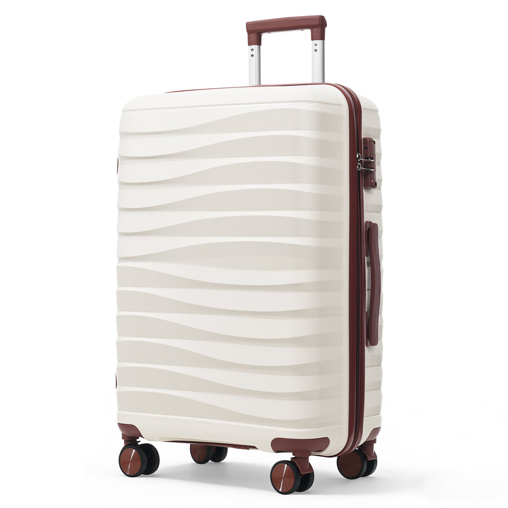 3-Piece Hardside Luggage Set, 20/24/28 in Spinners, Ivory and Brown – image 8