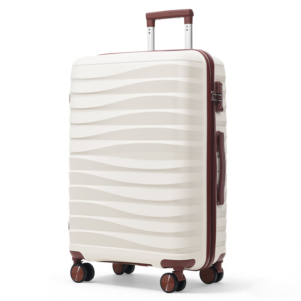 3-Piece Hardside Luggage Set, 20/24/28 in Spinners, Ivory and Brown – image 8