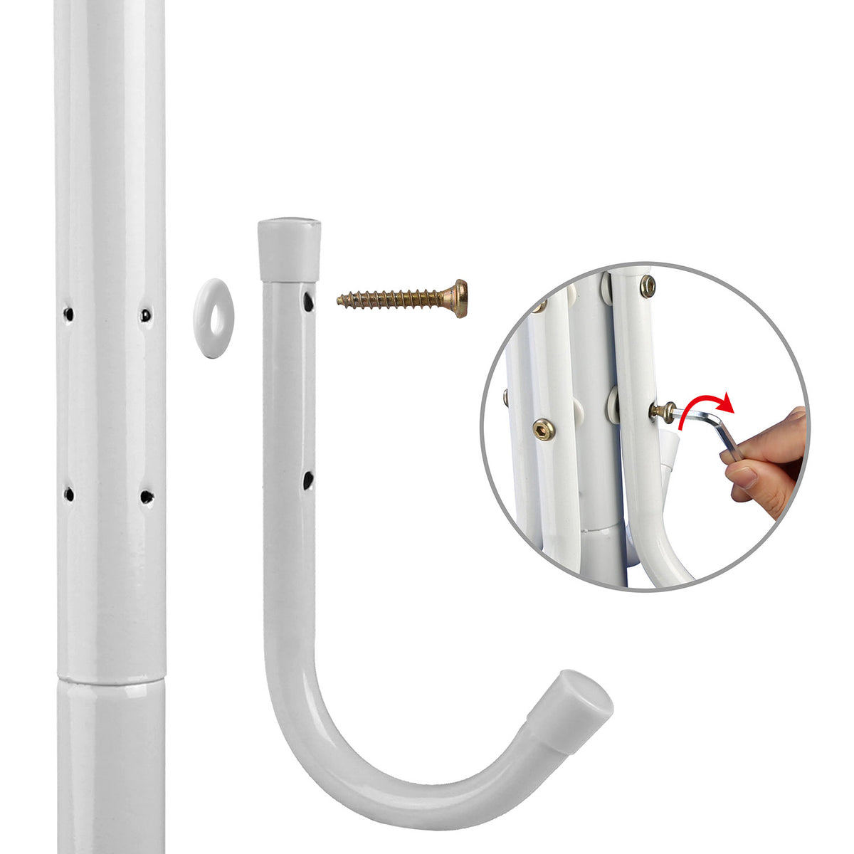 Standing Coat Rack, 8-Hook Metal Hat and Bag Tree, 3 Tiers – image 6