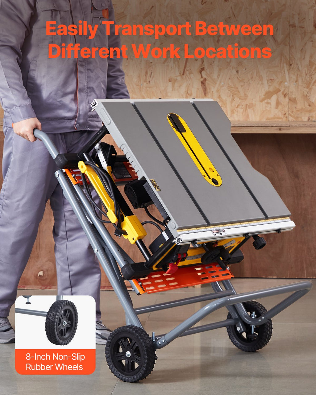 Rolling Table Saw Stand with 8 in Wheels, Foldable, 350 lb Capacity – image 3