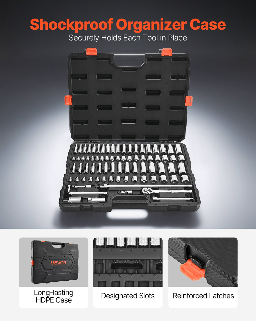 76-Piece 3/8 In Drive Socket & Ratchet Set – SAE & Metric with Case – image 5