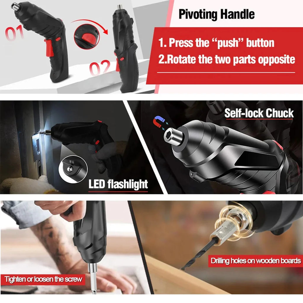 Cordless Electric Screwdriver 3.6V USB Rechargeable with LED – image 5
