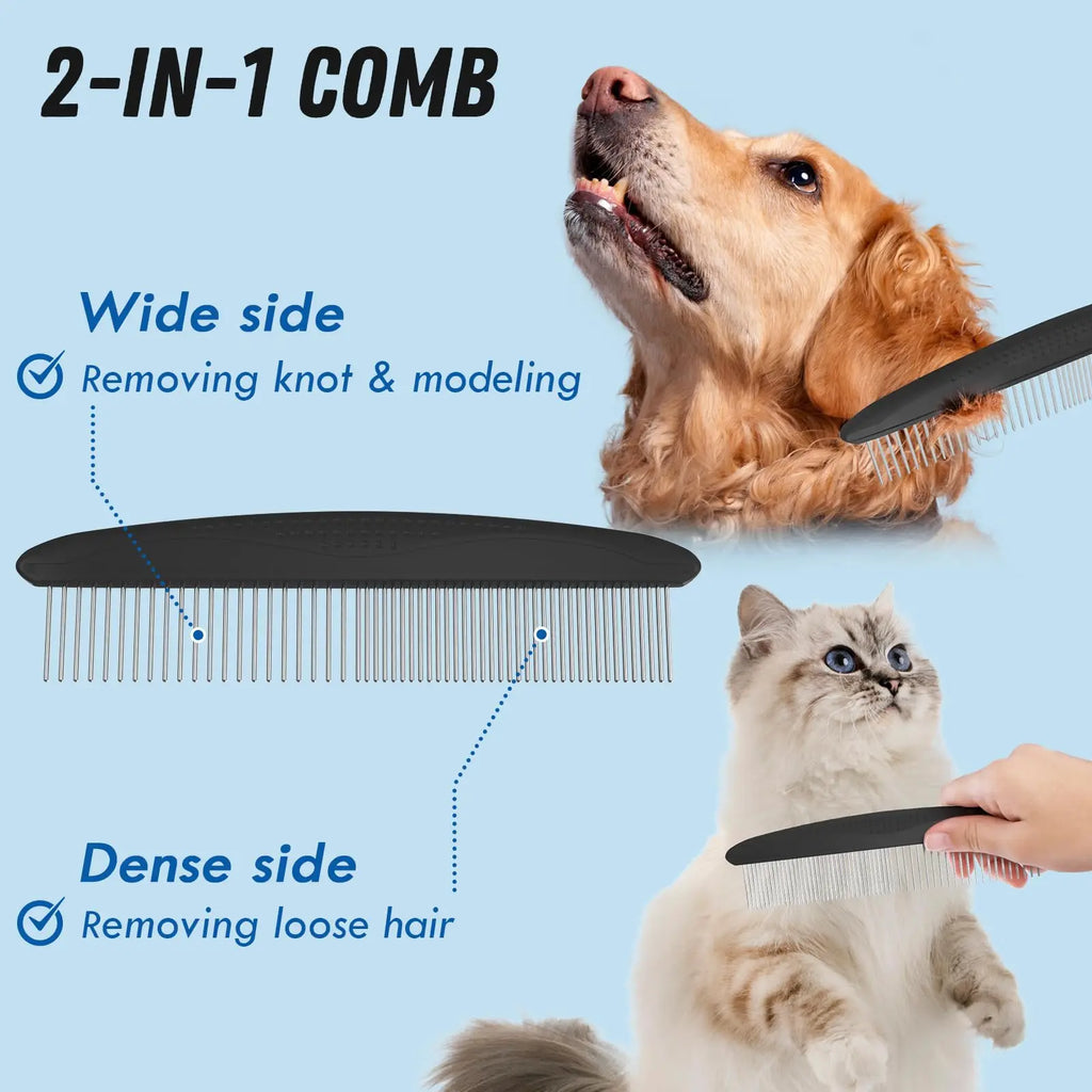 Undercoat Rake and Metal Comb Set - Dematting Grooming Kit for Pets – image 4