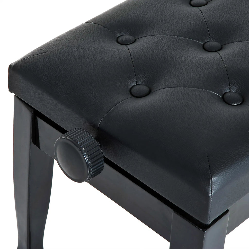 Adjustable Height Piano Bench with Tufted Cushion and Storage, Black – image 7