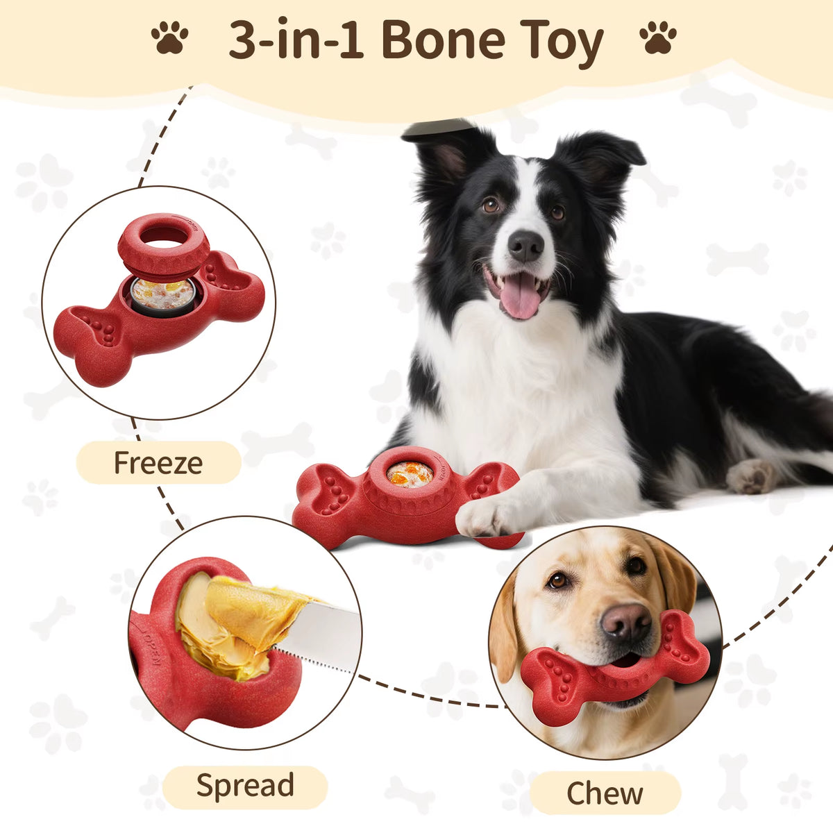 Frozen Treat Dog Chew Toy - 3-in-1 Bone with Freezer Molds – image 4