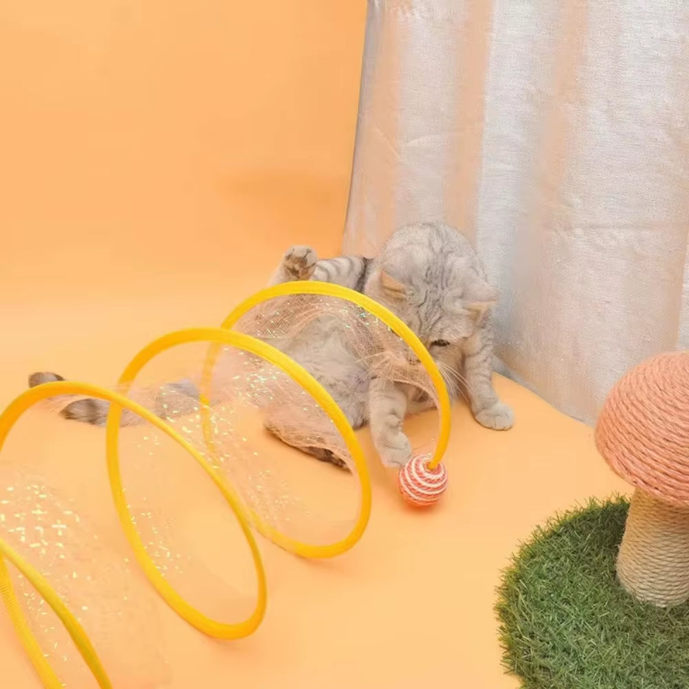 S-Shaped Cat Tunnel - Foldable Play Tube with Ball – image 4