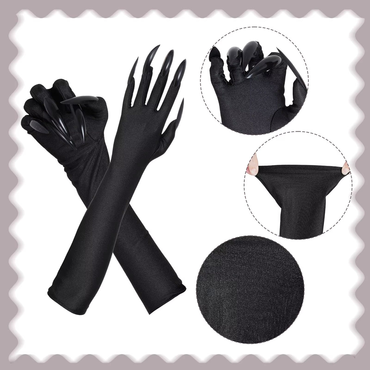 Black Cat Costume Accessories Set with Ears, Lace Mask, Claw Gloves – image 4