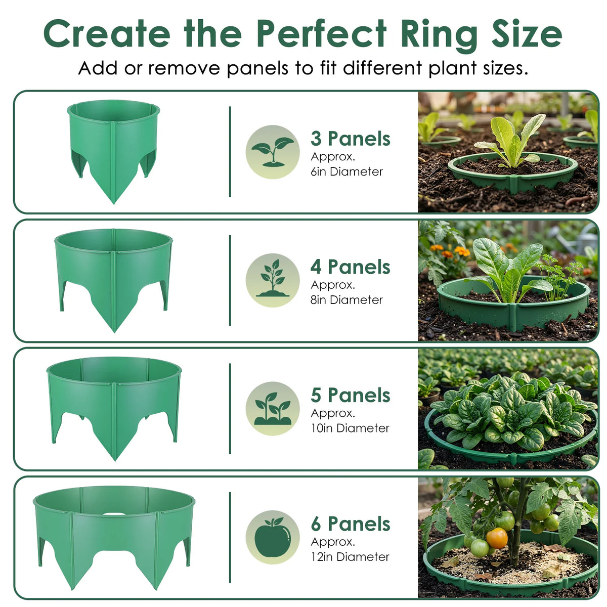 Plant Grow Rings 10 in - Adjustable Deep Watering Plant Guards Set – image 3