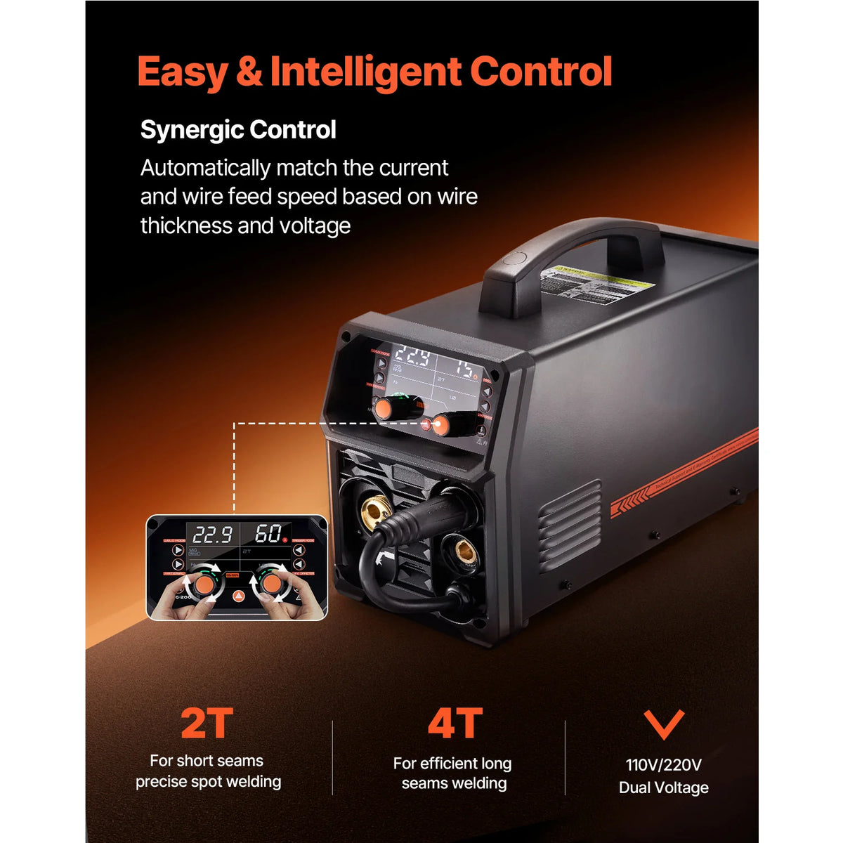 MIG Welder 200A 4-in-1, Flux Core, Stick and Lift TIG, 110V/220V – image 4