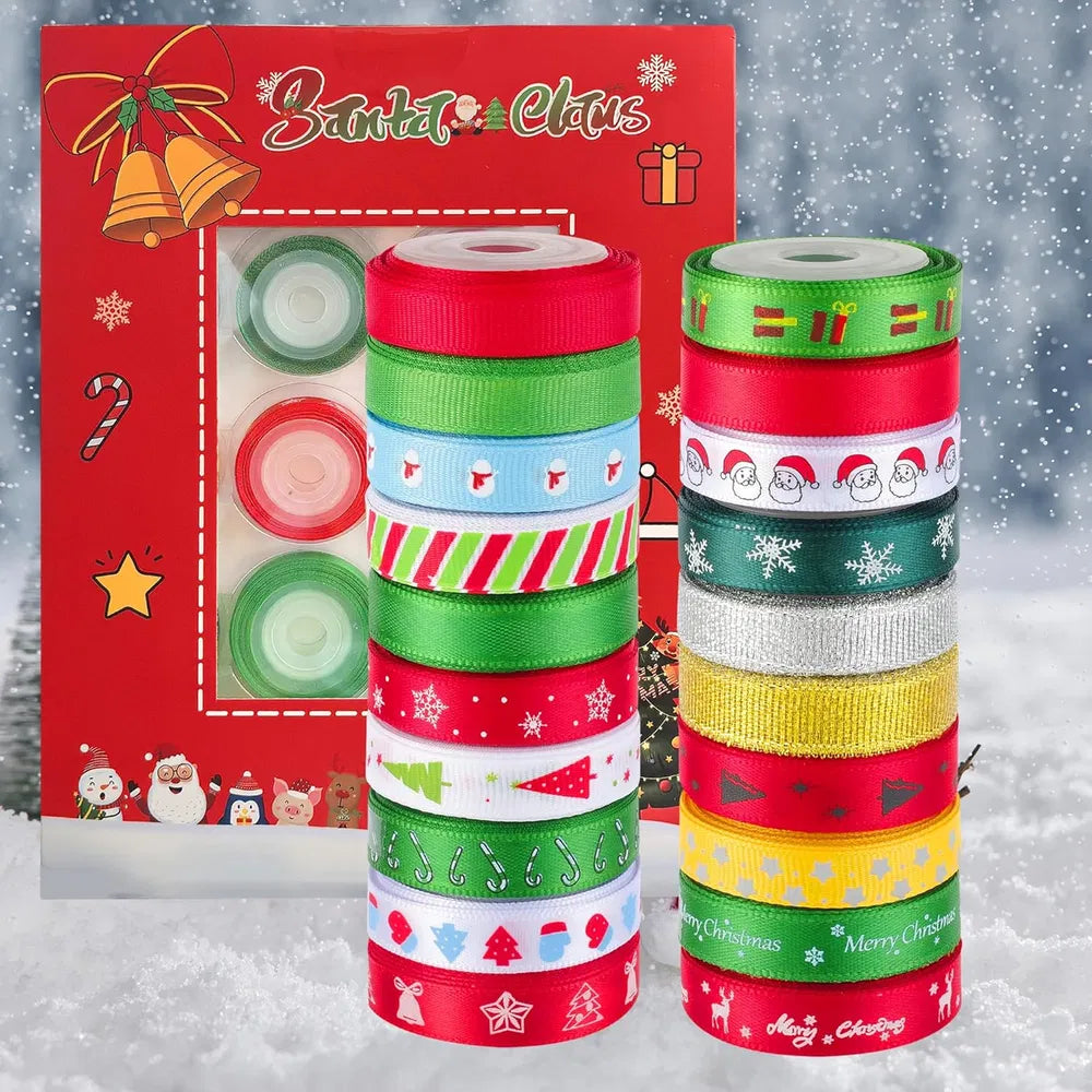 Christmas Gift Wrapping Ribbon 20 Rolls 100 Yards 3/8 Inch – image 1