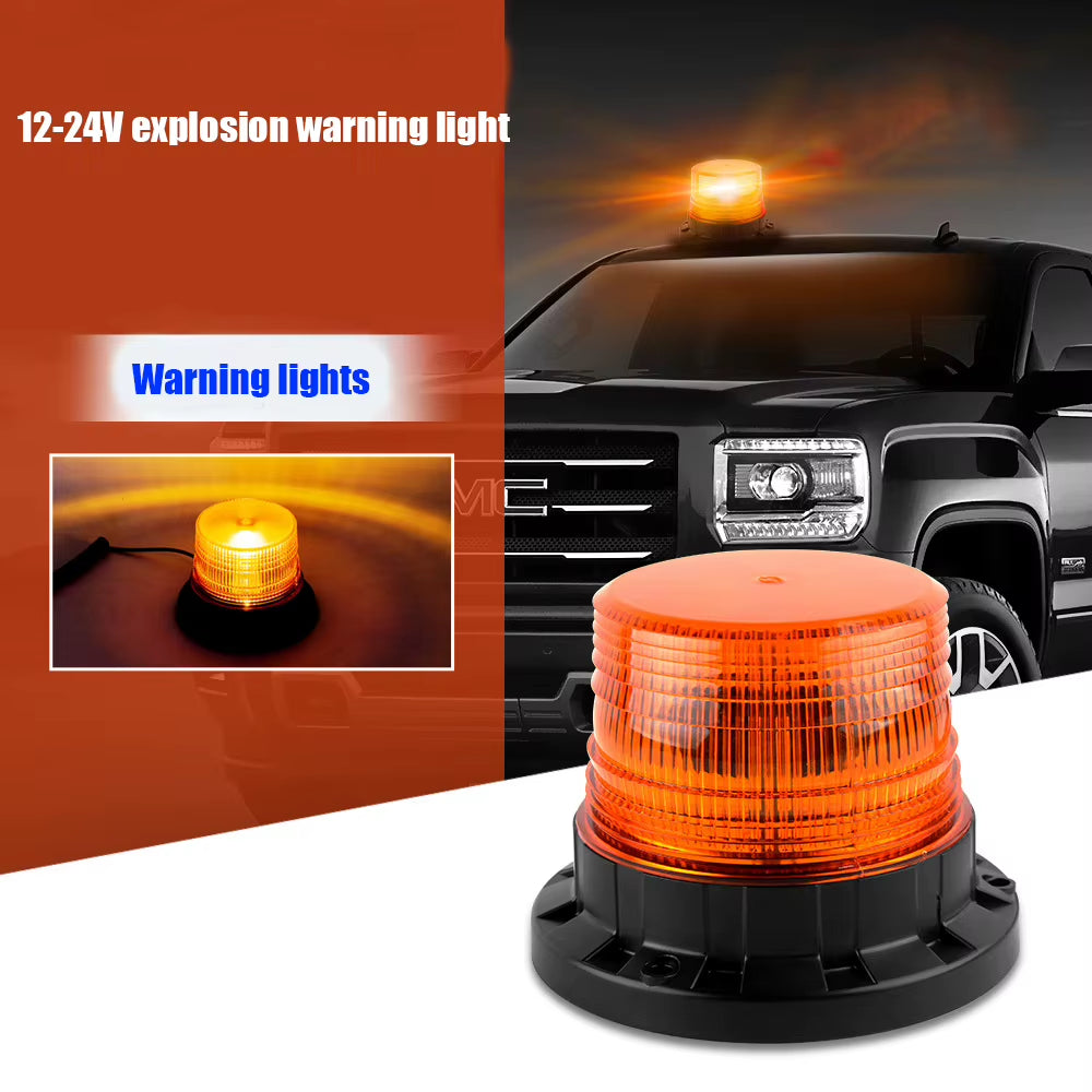 Trucking Amber Magnetic Strobe Beacon Light, 12V/24V Roof Warning – image 2