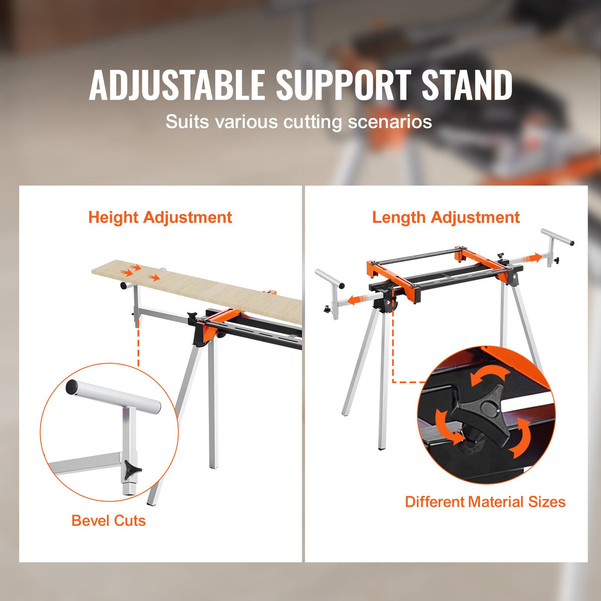Miter Saw Stand Collapsible Steel, 300 lb Capacity, Adjustable – image 5