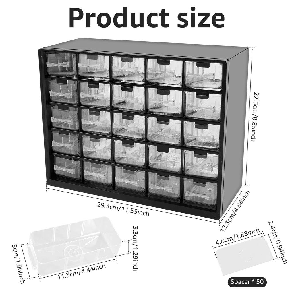 25-Drawer Craft & Bead Storage Cabinet with 50 Removable Dividers – image 2