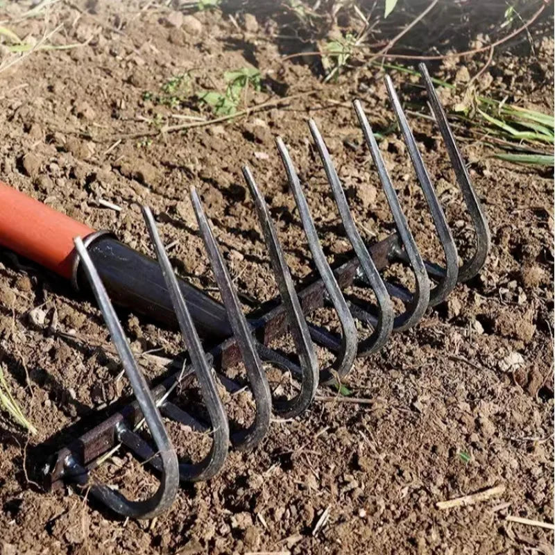 Nine-Tooth Garden Soil Rake with Manganese Steel Head – image 2