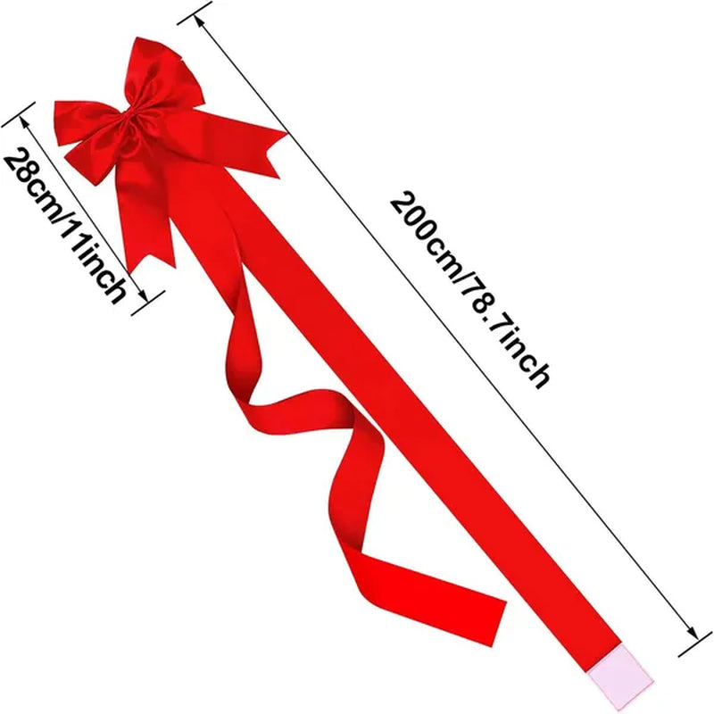 8 Pc Red Christmas Cabinet Bows With 78.8 In Ribbon Tails – image 4