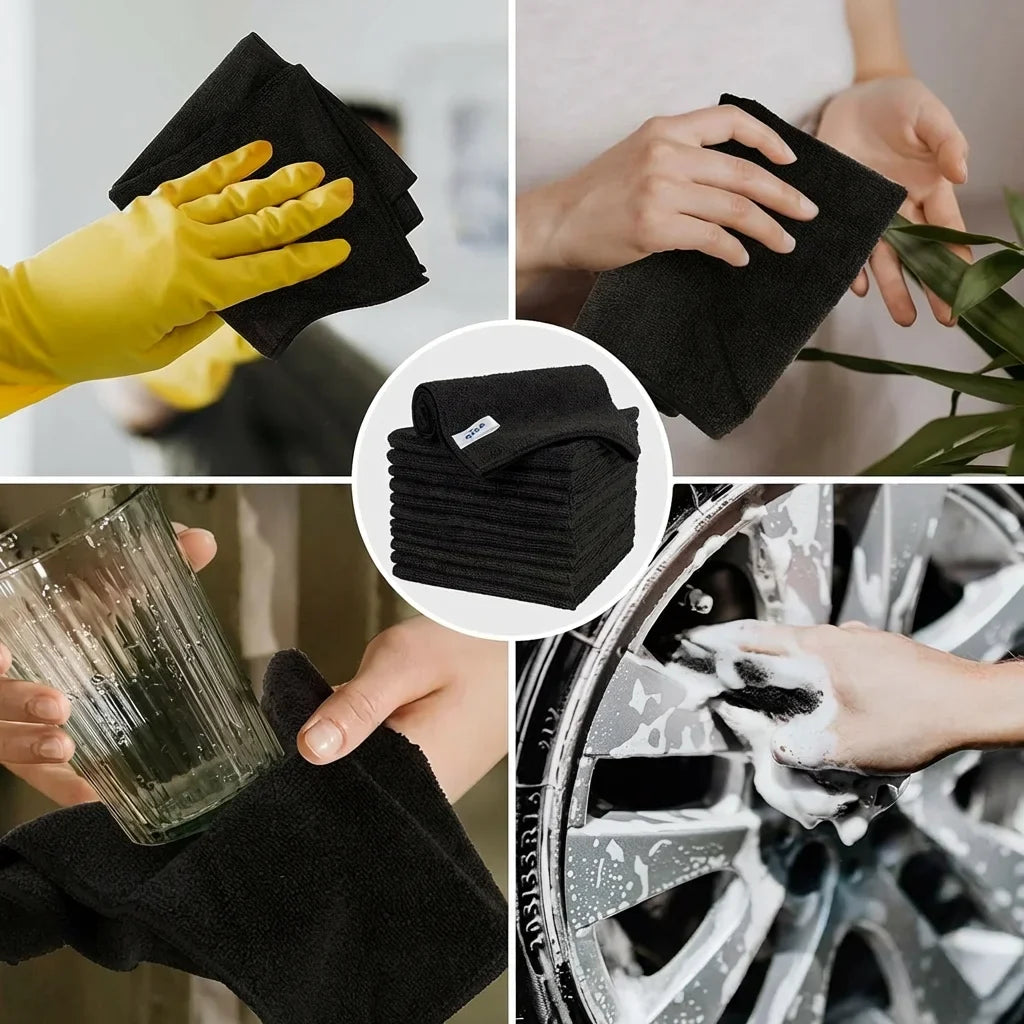 Microfiber Cleaning Cloths - 12 Pack, Black, 32 x 32 cm – image 4