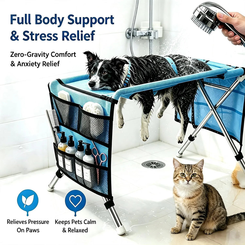 Dog Grooming Hammock with Stand – Foldable Pet Shower Holder – image 7