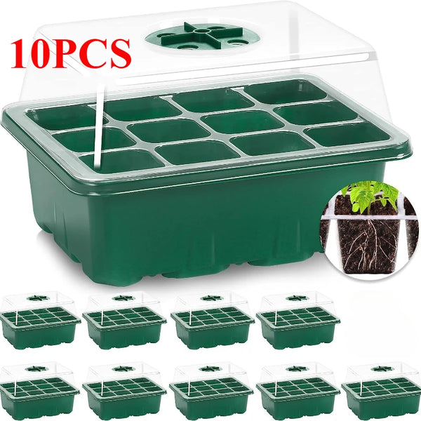 Seedling Trays with Humidity Domes, 10-Pack 12-Cell Seed Starter Kit