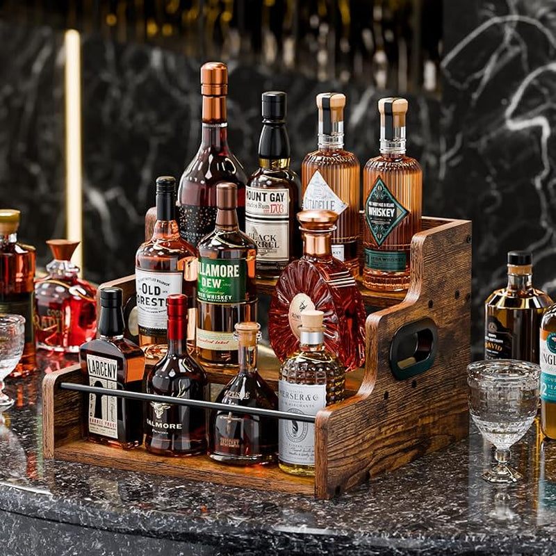 3-Tier Countertop Bottle Display Shelf, Wood Syrup and Beverage Rack – image 6