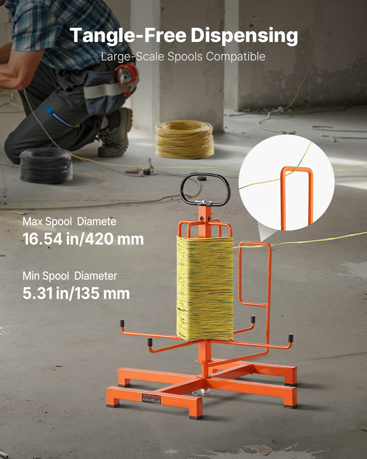 Portable Wire Spool Dispenser, Floor or Stud Mount – image 2