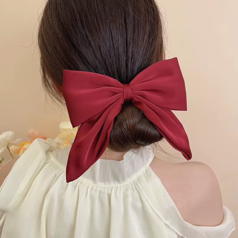 Satin Bow Hair Ties, Large Elastic Ponytail Holders – image 4