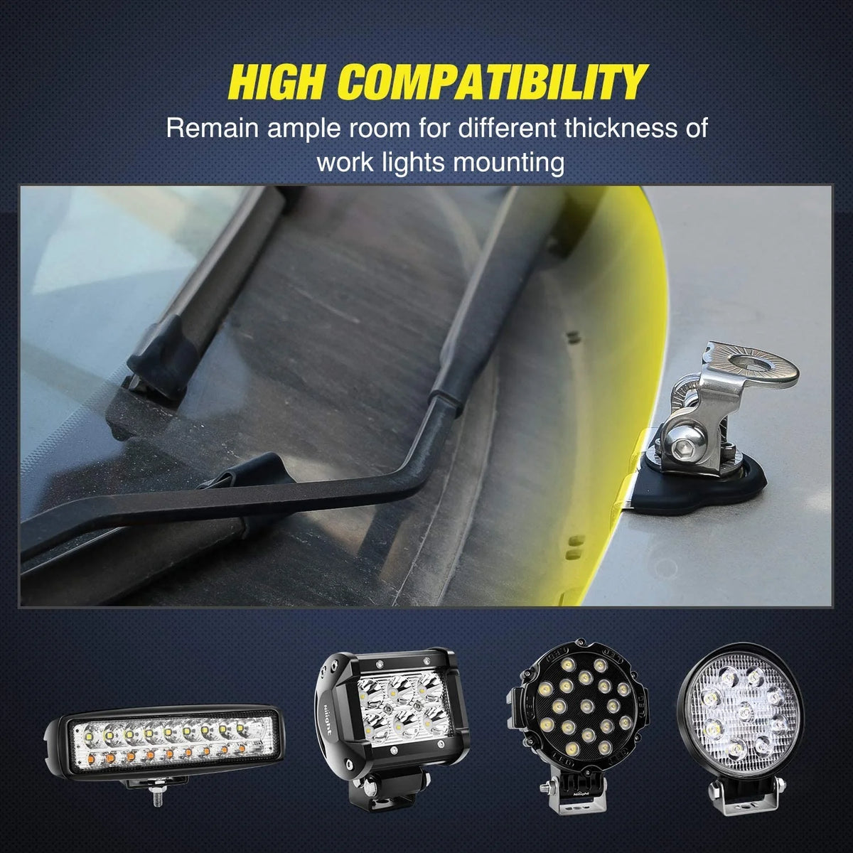 Light Bar Mount Brackets 2-Pack – Hood Pillar Clamp – image 2
