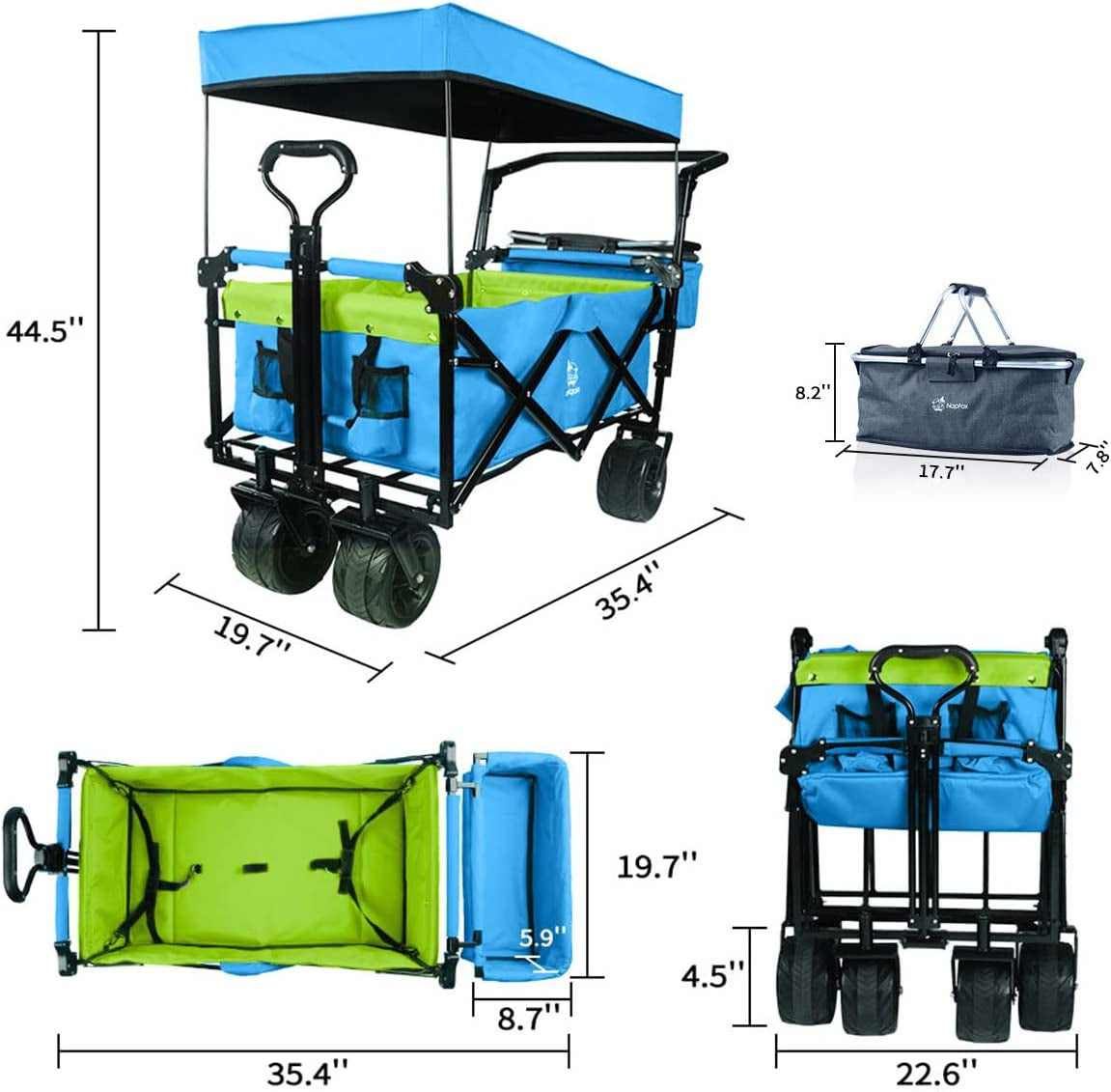 Collapsible 140L Utility Wagon with Removable Canopy and Brake – image 6