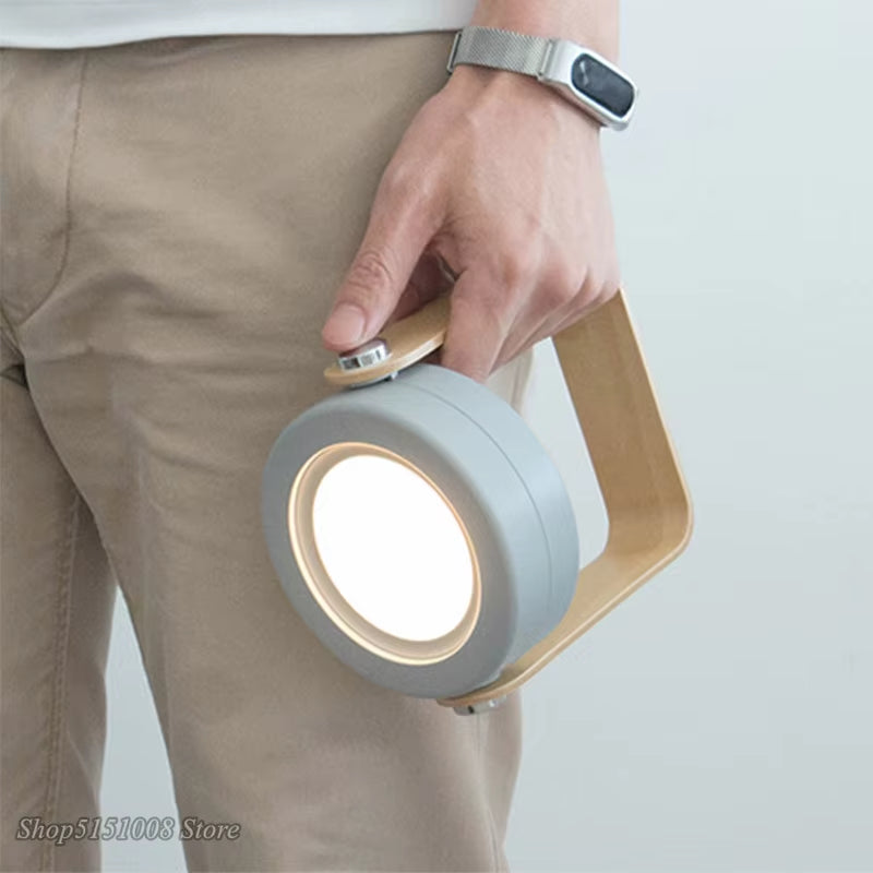 Folding Wood Handle Lantern Lamp - Telescopic USB Rechargeable LED Reading Light