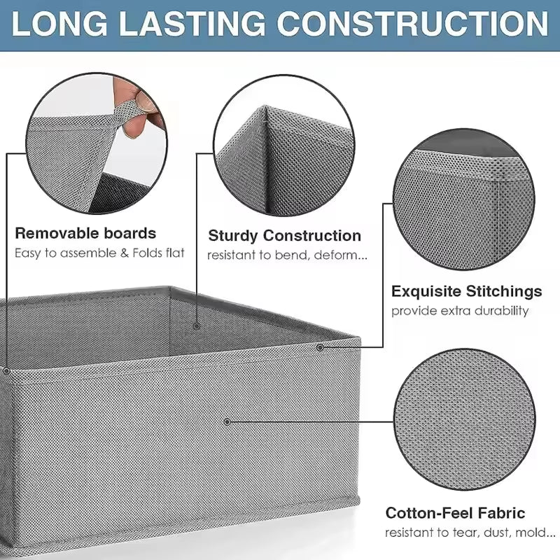 Clothes Storage Boxes – 3-Piece Foldable Drawer Organizers – image 7
