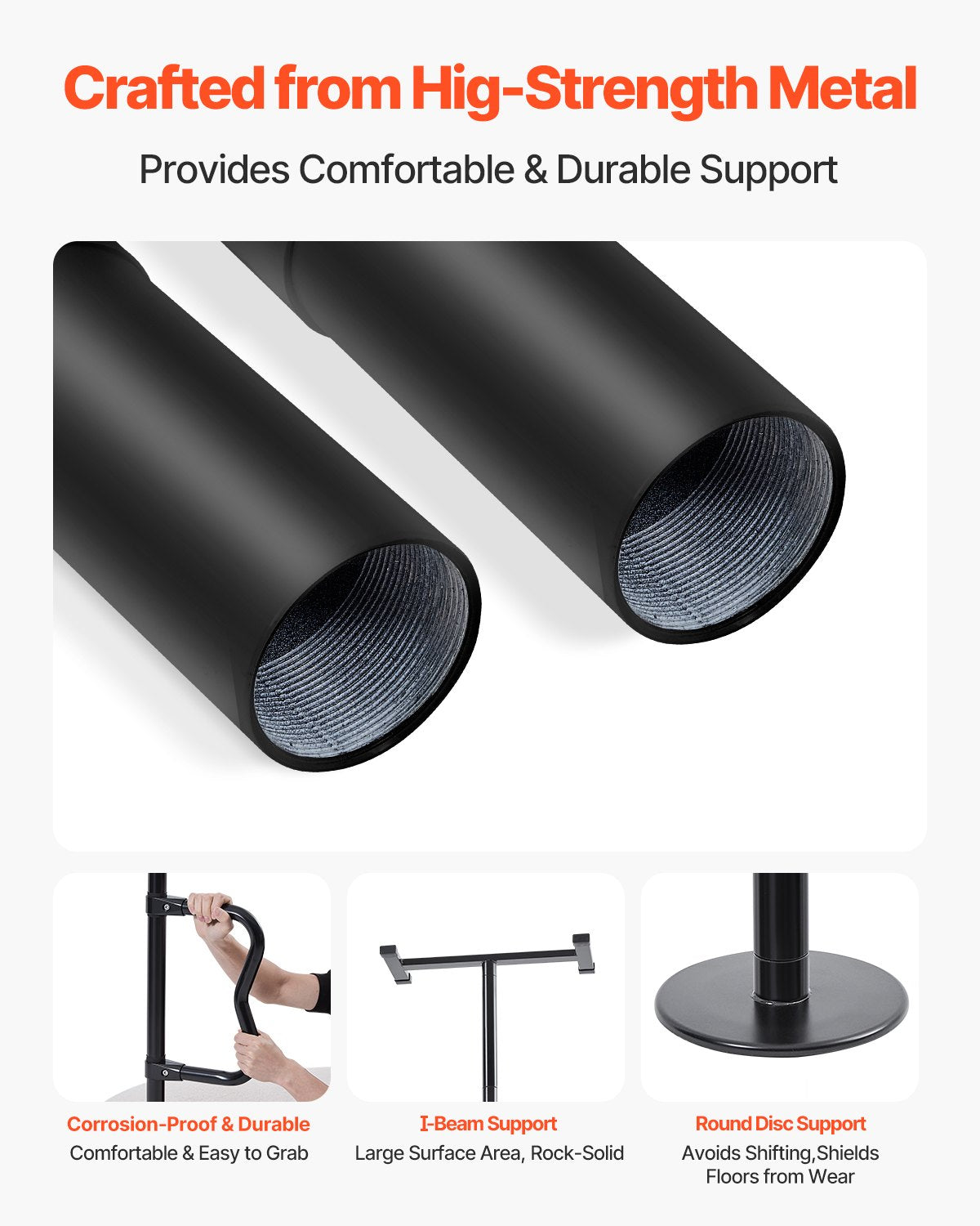 Floor-to-Ceiling Tension Support Pole with Curved Grab Handle, 7–10 ft – image 5