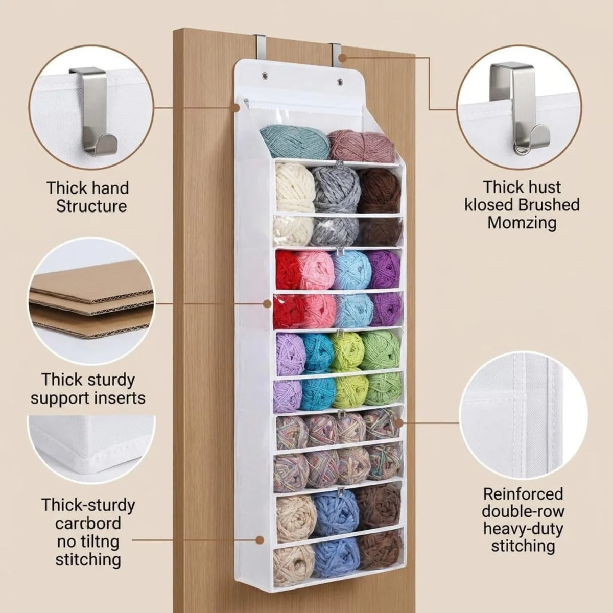 Yarn Organizer, 6-Tier Hanging Storage with Zip Compartments – image 2