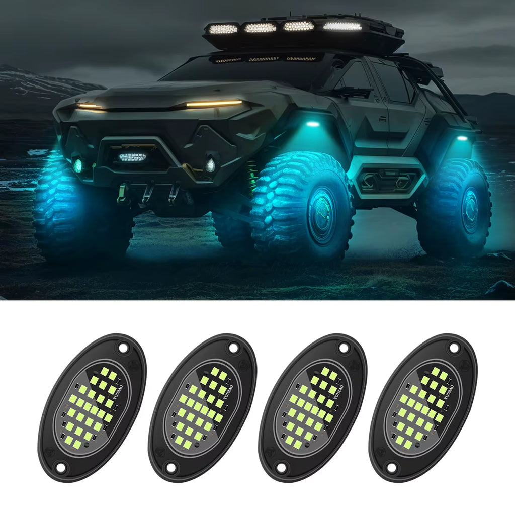 Truck LED Rock Lights 4-Pack, 12V Underbody Glow Lights, Blue – image 8