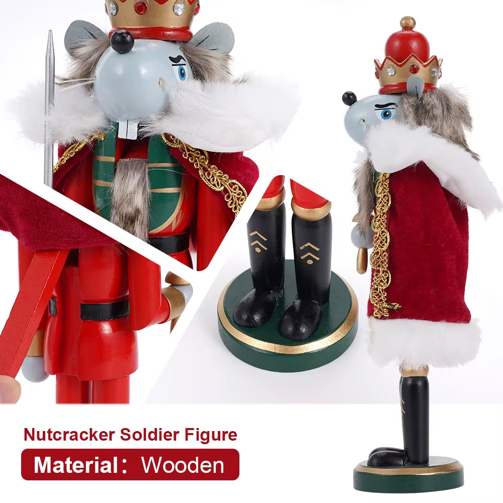 Wooden Christmas Nutcracker Figure 11.8 in Hand-Painted Mantel Decor – image 6