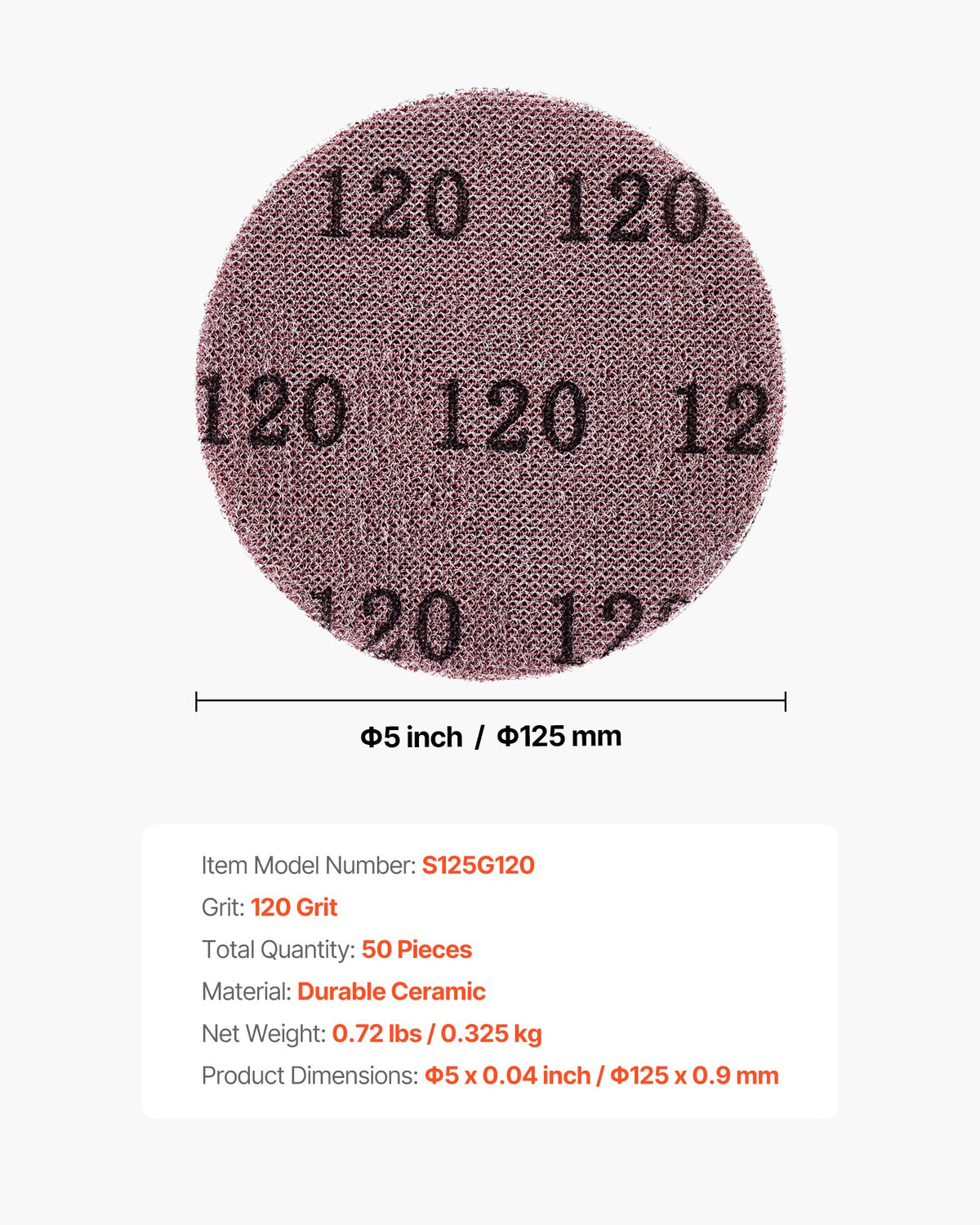 Mesh Sanding Discs 5 in 50-Pack - 120 Grit Hook & Loop – image 5