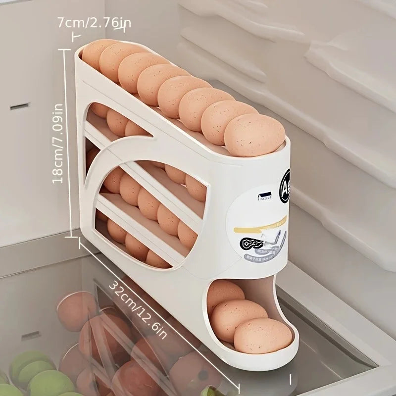 3-Tier Rolling Egg Holder for Fridge - Space-Saving Egg Organizer – image 5