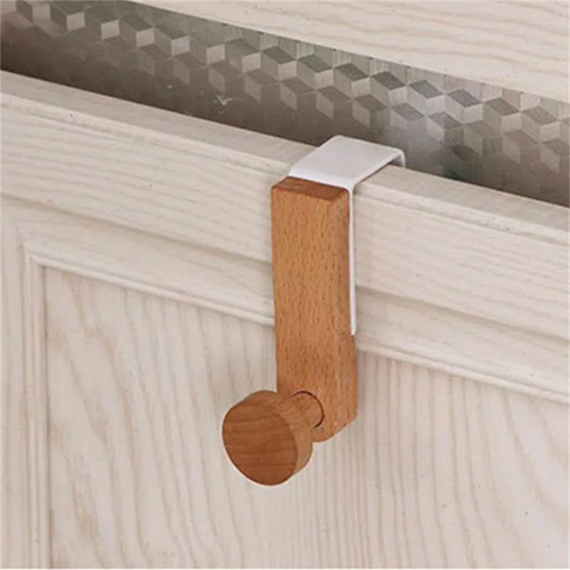 Over Cabinet Door Hook Rack Wood and Iron – image 2
