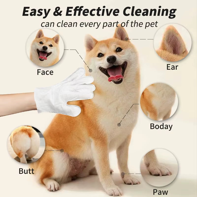 Pet Grooming Gloves 6 Pack - Waterless Cleaning Wipe Mitts