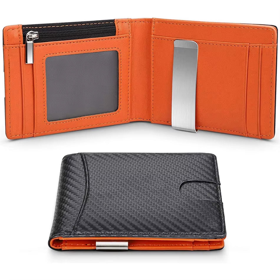 RFID Card Holder Wallet Carbon Fiber Look Slim Minimalist