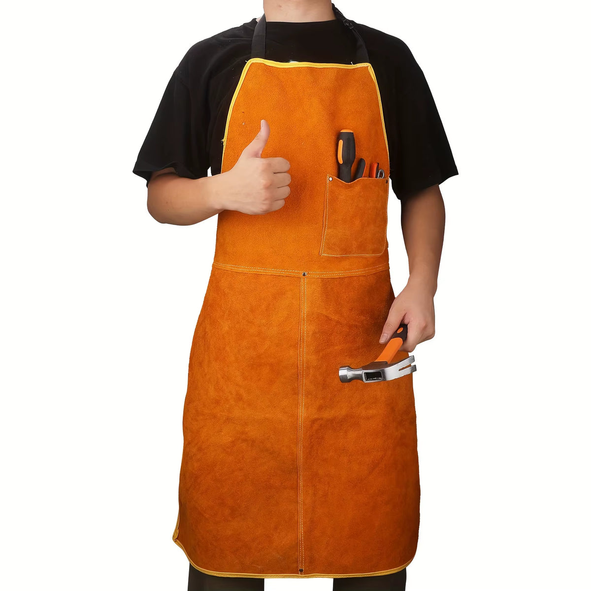 Leather Welding Apron, Heavy Duty Flame Resistant Shop Apron